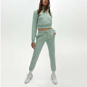 Conjunto de chándal deportivo de manga larga para mujer, Top corto informal con capucha, pantalones de chándal, ropa deportiva, color nuevo, 2022 - Product Image 4