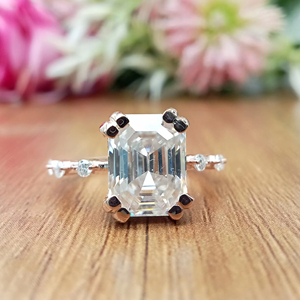 D'VINS JEWELS Trendy Emerald Cut Engagement Ring VVS Lab Grown Diamond 925 Sterling Silver Gold Gift Parties - Product Image 1