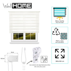 Tenda a Rullo Giorno/Notte Well Home - Bianco Sporco, 180 x 140 cm (larghezza x lunghezza)/Dimensioni tessuto 177 x 135 cm - Product Image 2