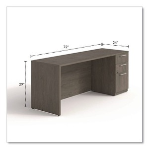 Alera AE1NZK-S2472UF Serie Sevilla 72 pulgadas. X 24 pulgadas X 29 Pulgadas Organizador de Oficina de Nogal con Pedestal Derecho y Credenza - Product Image 6