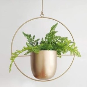 Ensemble de 3 pots et jardinières suspendus attrayants en métal de haute qualité, forme ronde, plaqué nickel noir, fabriqués en Inde - Product Image 5