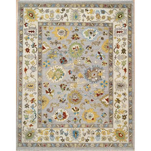 Alfombra Turca Oushak Vintage Exquisita, Hecha a Mano con Lana, de Pelo Alto, de 5x8-9x12 pies, Duradera, Lavable, Antideslizante, para Uso en el Hogar - Product Image 1