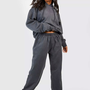 เซ็ตชุดวอร์มมีฮู้ดสำหรับผู้หญิงชุดวอร์มใส่ได้ทั้งชายและหญิงชุดวอร์มใส่ซักได้ทั้งแบบย้อนยุค - Product Image 3