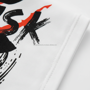 T-shirt graphique pour homme « No Risk No Stor » avec typographie audacieuse à effets de pinceaux, coupe oversize, blanc, streetwear, en coton, logo personnalisé, OEM - Product Image 5