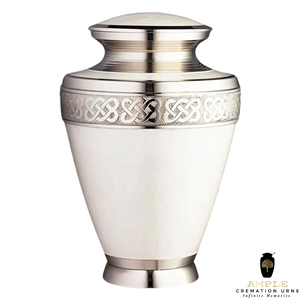 Handcrafted Aluminum Cremation <b>Urn</b> White Finish Cremation <b>Urns</b> with Meena Coating <b>Large</b> 220 Cu Capacity Leak-Proof & Engravable - Product Image 4