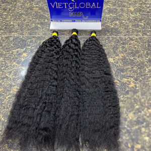ผมจํานวนมาก Kinky ตรงสีดําดึงคู่ผู้บริจาคเดี่ยวผมมนุษย์ผมเวียดนามที่ยังไม่ได้รับการผลิตขายสูงถึง 5% - Product Image 1