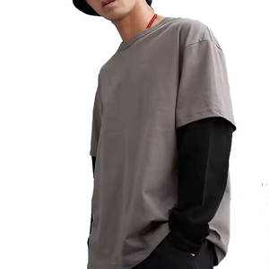 T-shirt lourd pour hommes T-shirt à manches longues double couche T-shirt personnalisé double couche nouveau style T-shirt à manches double pour garçons - Product Image 6