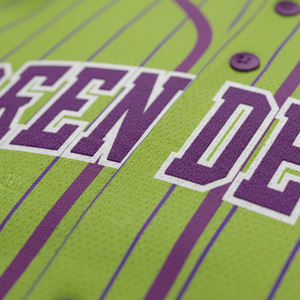 Camiseta de Béisbol Personalizada con Rayas Verdes, Uniforme Profesional con Botones para Hombre, Ropa Deportiva Transpirable de Talla Grande, Venta al por Mayor, OEM, ODM - Product Image 4