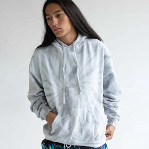 Pull-over oversize unisexe à capuche tie-dye, polaire d'hiver, motif épaules tombantes, imprimé graphique, coton, style streetwear, brodé - Product Image 1