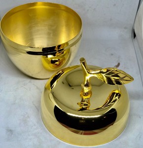 Pot de bougie en métal en acier inoxydable en forme de pomme, plaqué or de haute qualité, meilleure vente, pot de bougie en métal personnalisé - Product Image 4