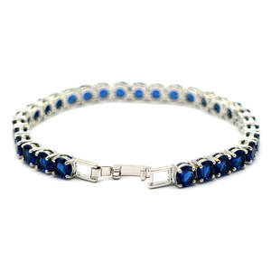 Bracciale Tennis Classico con Zaffiri in Rodio, Gioiello Elegante e alla Moda - Product Image 3