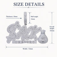 Collier pendentif sac d'argent Hip Hop Iced Out en laiton plaqué or 18 carats avec zircone cubique 5A pour hommes - Vente en gros SACK