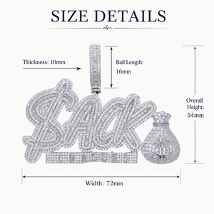 Collana con Ciondolo a Forma di Sacchetto di Soldi Hip Hop Iced Out SACK, Placcato <span class=keywords><strong>Oro</strong></span> 18K, Ottone con Zirconi 5A, per <span class=keywords><strong>Uomo</strong></span> - Product Image 2