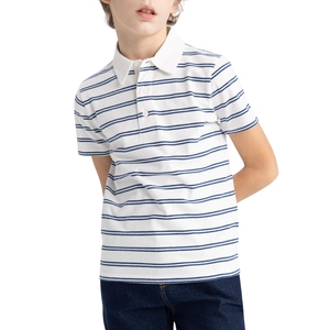 Polo rayé à manches courtes pour garçons, haut à col pour enfants, polyester et élasthanne, écologique, séchage rapide, tricot décontracté, couleurs personnalisées - Product Image 3