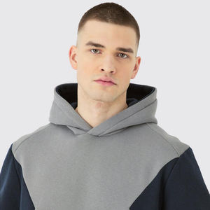 Sudadera con Capucha Personalizada de Dos Tonos, Estilo Urbano, Tejido Grueso, Bloques de Color, Parte Delantera Sólida, para Hombre, con Logotipo Personalizado, Venta al Por Mayor - Product Image 3
