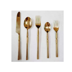 Ensemble de couverts en laiton, couverts classiques, ensemble de couverts de restaurant, respectueux de l'environnement, excellent avec placage or - Product Image 6