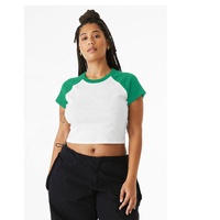 Camiseta Casual de Algodón Transpirable para Mujer, Cuello Redondo, Corte Ajustado, con Apliques, Color y Diseño Personalizados, Micro Rib Batik 3D