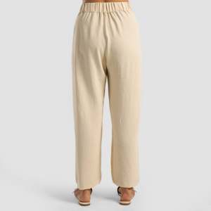 Pantalon Cargo Décontracté Slevedge Biscotti Taille Haute Ample 100% Lin Respirant avec Tissu Toile Froissée - Product Image 3