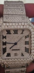 VVS1 Montre mécanique automatique en diamant de moissanite blanche Conception unique de buste complet de 39mm avec acier inoxydable pour adultes - Product Image 2