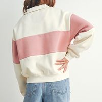 Haute qualité deux tons femmes quart Zip brodé sweat doux coton polaire sweats à capuche personnalisés contraste couleur sweats