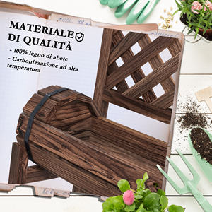 Para maceta de exterior de 2 niveles con orificios de drenaje y rejilla de madera de abeto 42x49x80 cm modelo carbonizado 84H-028V00TN - Product Image 6