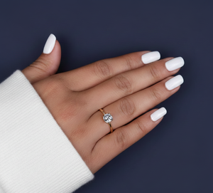 Bague de fiançailles en diamant de laboratoire de 1,00 carat, taille ronde, VVS2 F, certifiée IGI, plaquée rhodium, or jaune, bijoux pour femmes - Product Image 4