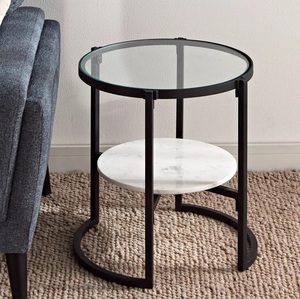 Black Coated Metal Side <b>Table</b> Top Glass for Home Livingroom Hotel Decorative Use End <b>Table</b> in Affordable Price - Product Image 2