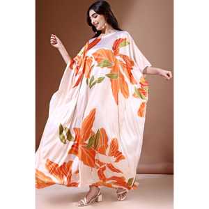 Tangerine Blossom Kaftan Soft Satin para mujer con estampado digital Perfect Sleepwear - Product Image 4