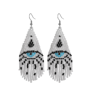Venta al por mayor de flecos largos coloridos pendientes de cuentas mixtas pendientes de gancho con cuentas en forma de pluma - Product Image 3