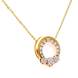 Collier pendentif en or tendance avec diamants, triple fleur, bijoux fins pour femmes, cadeau de fiançailles et d'anniversaire - Product Image 2