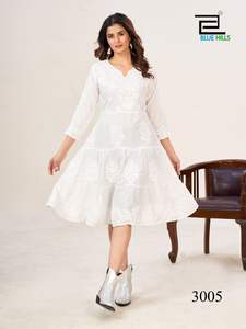 Hermosa Kurta de Tela Rayon Lakhnavi, Ligera, Hasta la Rodilla, Estilo Occidental para Vestir Casual Regular en India y Pakistán - Product Image 6