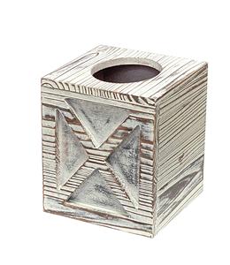 กล่องไม้ทิชชู่แบบชนบทมีที่ใส่กระดาษทิชชู่ไม้เนื้อแข็งสำหรับห้องน้ำของตกแต่งบ้าน (6x6x6.9นิ้ว) - Product Image 1