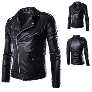Nouvelle arrivée Veste d'hiver en cuir véritable sur mesure pour homme Col rabattu Patchwork devant Imperméable Punk Rock Vêtement d'extérieur - Product Image 1