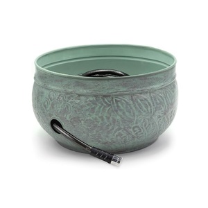 Bol de tuyau en métal à moitié martelé en cuivre antique avec couvercle pour arroser les plantes de jardin domestique - Product Image 5