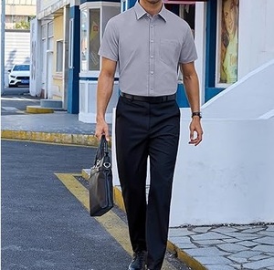 Nuevas Camisas de Vestir de Manga Larga para Hombre, Antiarrugas, Transpirables, Lisas, Ajustadas, con Bolsillos en el Pecho, de Algodón para Verano, al por Mayor - Product Image 5