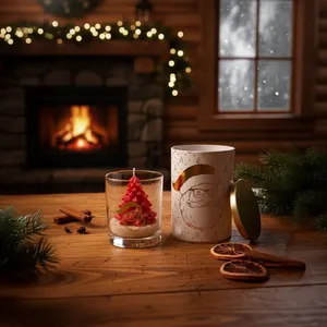 Luxurious Aromatherapy Candles Christmas Tree Scented Tin Can Set for Holiday Spa Valentine's Day Diwali-<b>Paraffin</b> Wax Material - Product Image 3