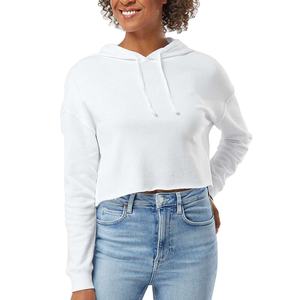 Nouveau style de sweat-shirt court pour femmes, vêtements décontractés en tissu polaire, sweat-shirts pour femmes avec deux poches latérales, sweat-shirt RSW - Product Image 3