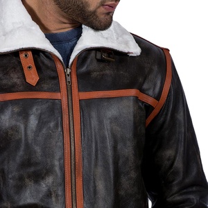Veste en cuir véritable pour homme 2026, durable, doublée en sherpa, style bomber zippé, coupe classique, vêtement d'extérieur d'hiver personnalisable - Product Image 6
