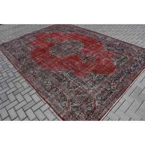 Vintage Oversize Rug, 8.8x12.2 ft Turkish Rug, <b>Red</b> <b>Wool</b> Rug - Product Image 2