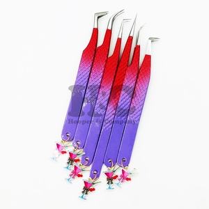 Pinzas de oferta superior, pinzas de acero inoxidable rosa para extensiones de pestañas, pinzas Ombre con logotipo sostenible de visón - Product Image 4