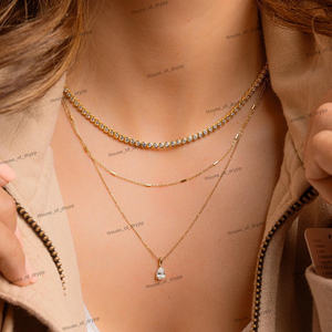 สร้อยคอเทนนิสเงินแท้ ประดับเพชรโมอิสซาไนต์ทรงกลม ตัวเรือนแบบหนามเตย หรูหรา ระยิบระยับ สง่างาม คลาสสิก สำหรับผู้หญิง - Product Image 3