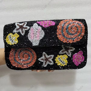 beaded seashell design clutch Indian fully handcrafted purse luxury handmade evening bag <b>for</b> women party <b>wedding</b> fashion <b>handbag</b> - Product Image 1
