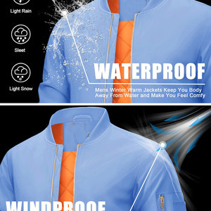 Chaqueta de bombardero de poliéster 100%, chaqueta transpirable de estilo informal cómoda de manga larga con cremallera frontal de alta calidad para hombres, chaquetas para hombres - Product Image 3