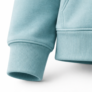 Sudadera con capucha clásica para mujer, con cremallera completa, de forro polar, color azul verdoso sólido, estilo casual urbano, personalizable con logotipo OEM. - Product Image 5