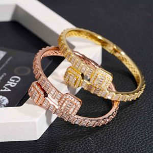 การออกแบบบาแกตต์สีเงินรูปตัวดีของ S925คุณภาพสูงเครื่องประดับกำไลข้อมือแบบฮิปฮอปและกำไลข้อมือ - Product Image 3