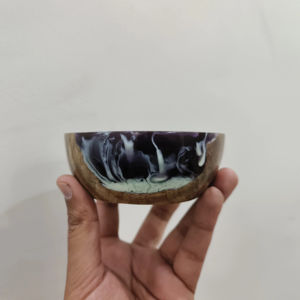 Bol à soupe en bois et résine polie durable, vaisselle de luxe tendance, fait main, style américain, plats et assiettes - Product Image 1