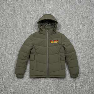 Chaqueta Acolchada con Capucha para Hombre, Color Caqui, Abrigo Ligero de Invierno, Alternativa al Plumón, Chaqueta Acolchada con Cremallera - Product Image 6