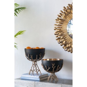 Bol à fruits en métal noir branche d'arbre en laiton vintage pour table à manger de cuisine, table basse, bol de stockage des aliments - Product Image 1