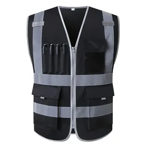 Gilet réfléchissant de sécurité en maille à haute visibilité avec gilets réflecteurs de travail à manches courtes OEM/ODM - Product Image 4