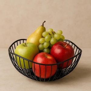 Round <b>Metal</b> Fruit <b>Basket</b> For Contemporary Home Decor Dining Room Display And Functional <b>Storage</b> Organizer - Product Image 5